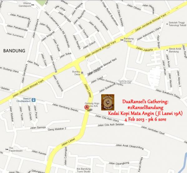 Peta Kedai Kopi Mata Angin untuk kopdar #2RanselBandung