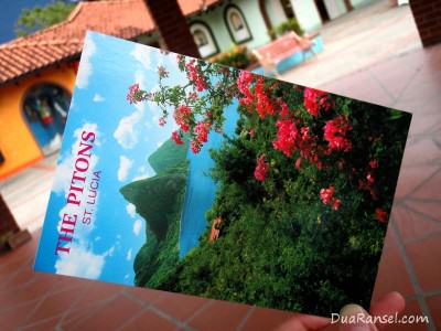 Kartu Pos Dua Ransel: The Pitons, Saint Lucia (Karibia)