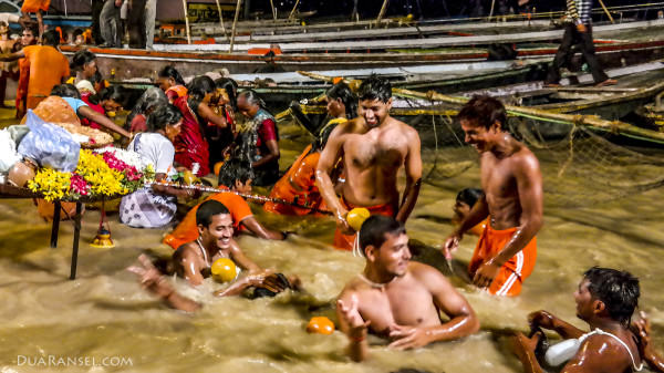 Hindus bathe in the sacred Ganges River, Varanasi