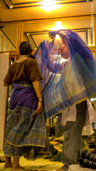 India Varanasi sari shop