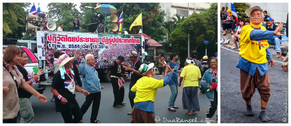 Dancing party during Bangkok Protest 2013 near Government House